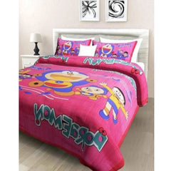 Cotton Printed Queen Size Bedsheet With 2 Pillow Covers (Pink, 90x100 Inch)