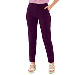 Women's Polyester Solid With Pocket Pant (Wine)