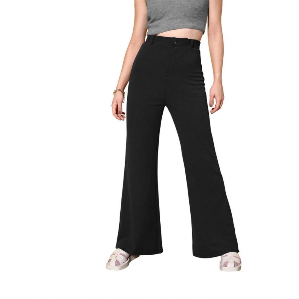 Women's Polyester Cow Pattern Pant (Black)