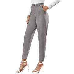 Women's Polyester Solid With Pocket Pant (Grey)