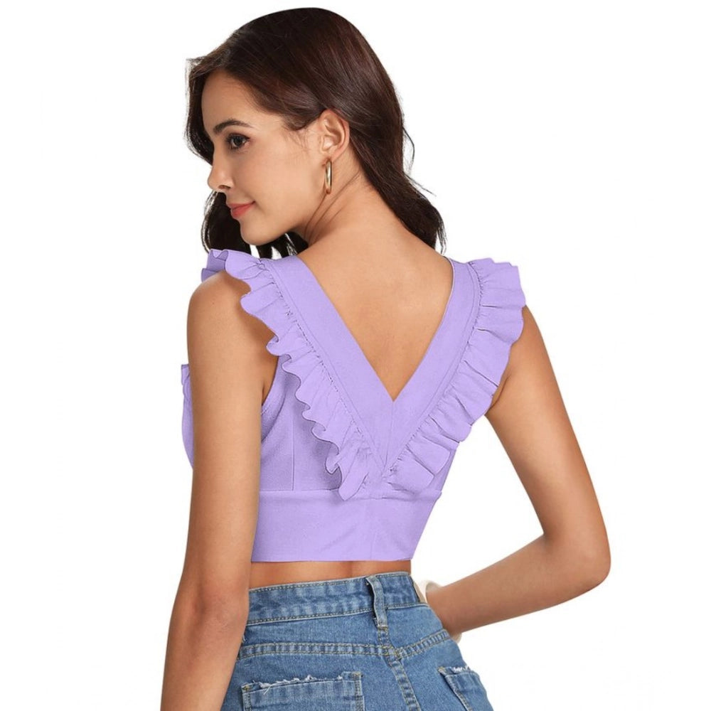 Women's Polyester Solid Sleeveless Shoulder Straps Top (Purple)