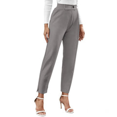 Women's Polyester Solid With Pocket Pant (Grey)