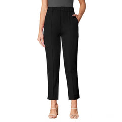 Women's Polyester Solid With Pocket Pant (Black)