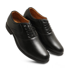 Men's Casual Faux Leather Solid Lace-Up Formal Shoes (Black)