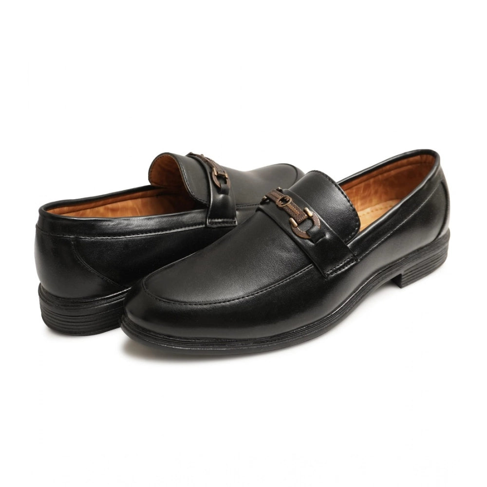 Men's Casual Faux Leather Solid Slip-on Formal Shoes (Black)