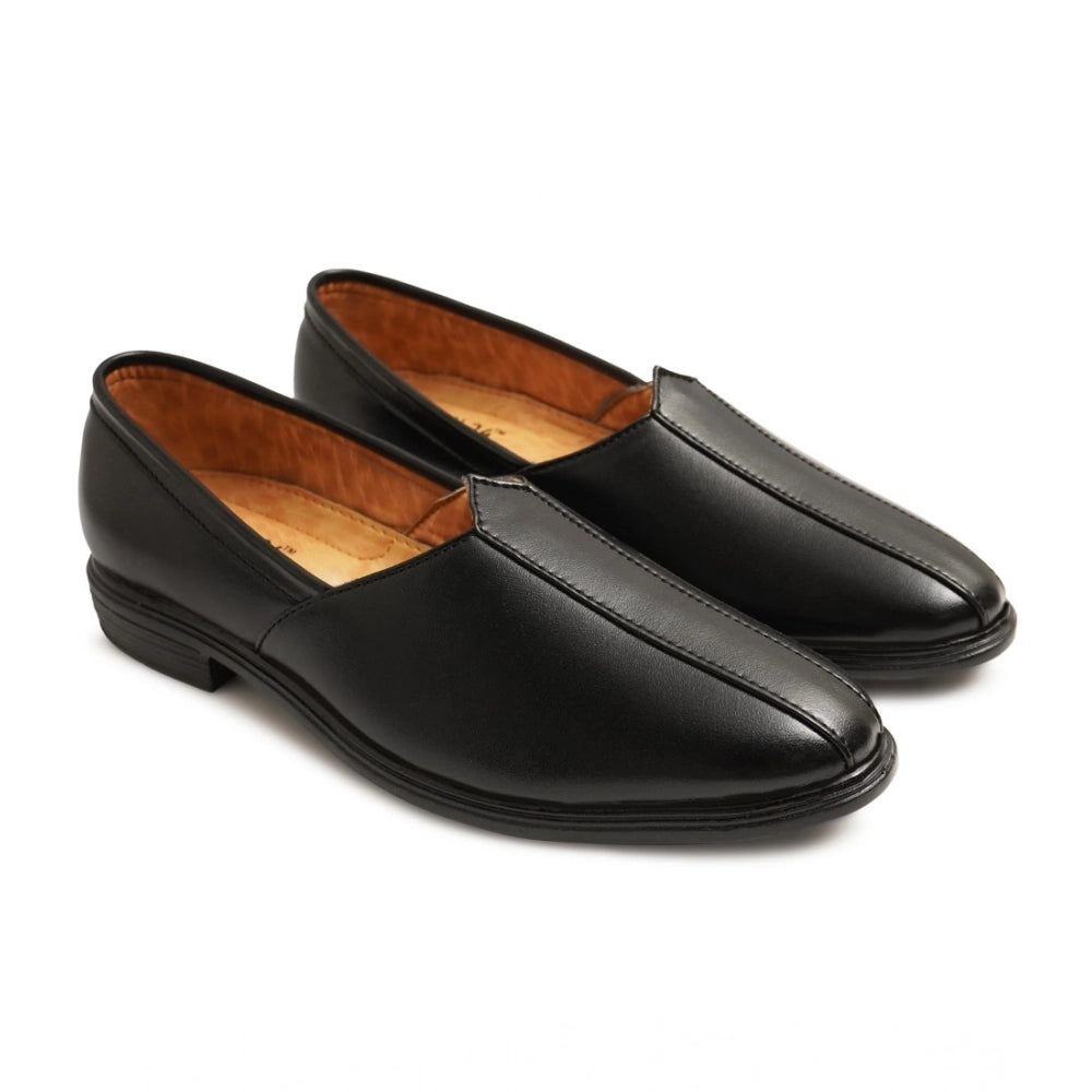 Men's Casual Faux Leather Solid Slip-on Formal Shoes (Black)