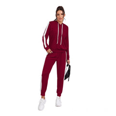 Women's Knitting strachable Solid Hooded Neck Full Sleeve Track Suit (Maroon)