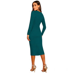 Women's Knitting strachable Round Neck Full Sleeve Dresses (Morpich )