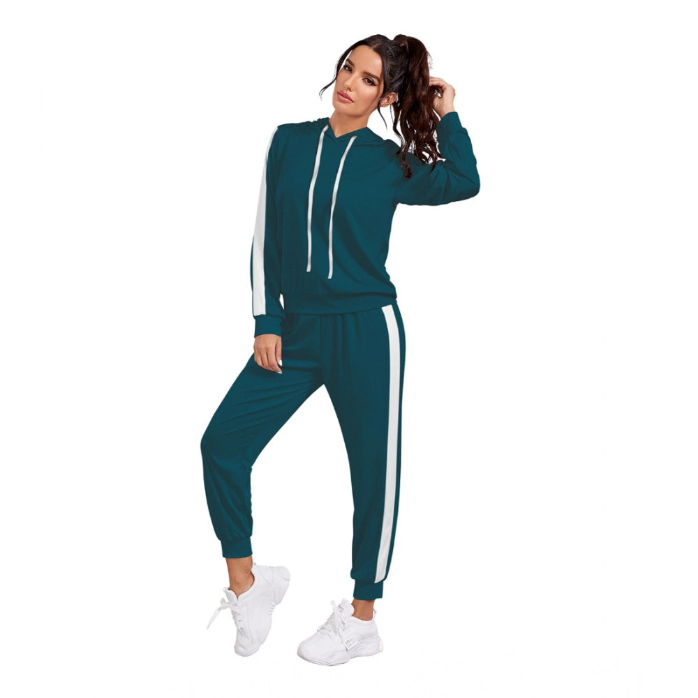 Women's Knitting strachable Solid Hooded Neck Full Sleeve Track Suit (Morpich)