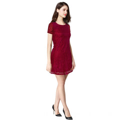 Women's Rasal Solid Round Neck Cap Sleeve Dresses (Maroon)