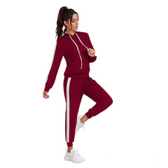 Women's Knitting strachable Solid Hooded Neck Full Sleeve Track Suit (Maroon)