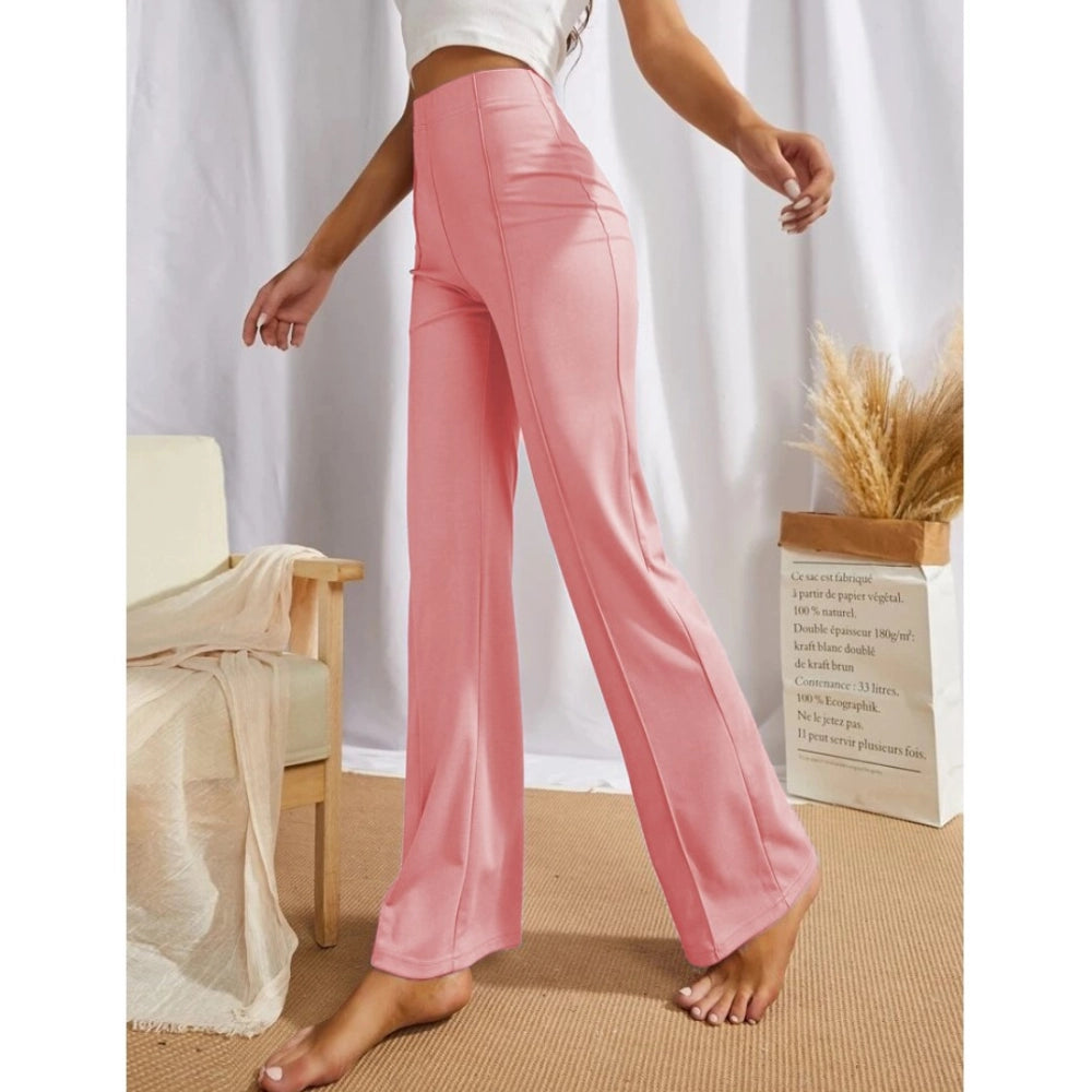 Women's Polyester Solid Regular Fit Pant (Peach)