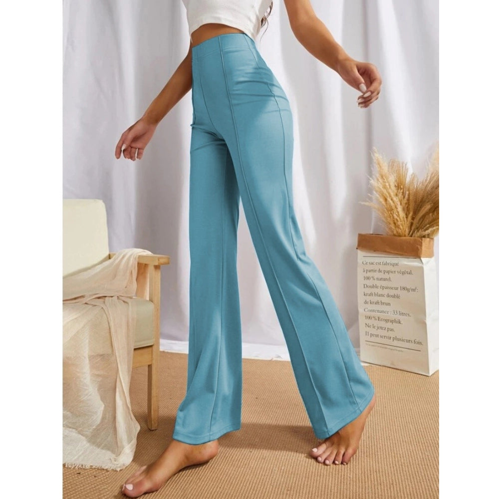 Women's Polyester Solid Regular Fit Pant (Pista)