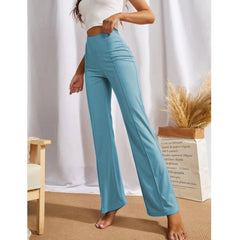 Women's Polyester Solid Regular Fit Pant (Pista)