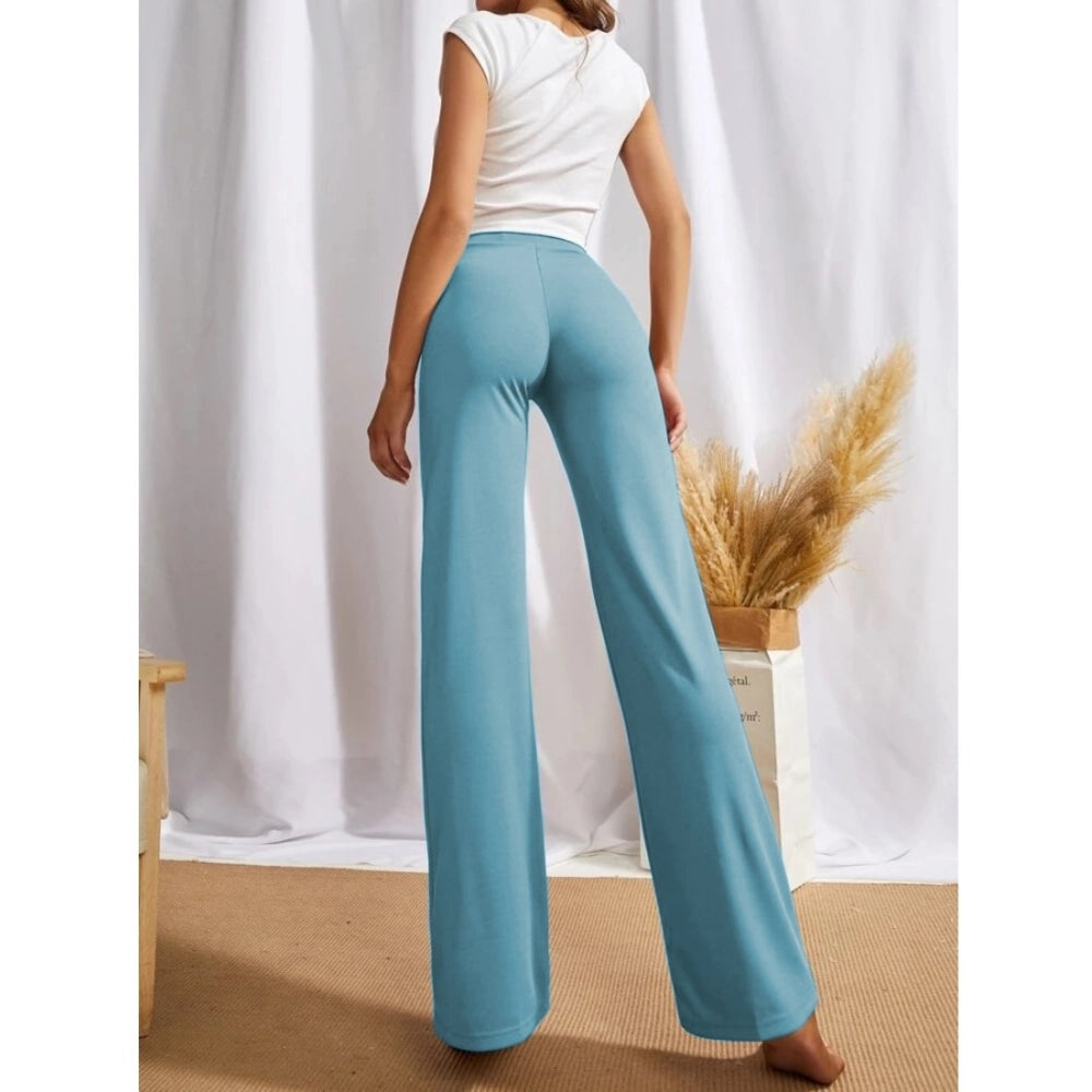 Women's Polyester Solid Regular Fit Pant (Pista)