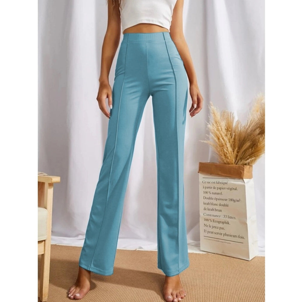 Women's Polyester Solid Regular Fit Pant (Pista)