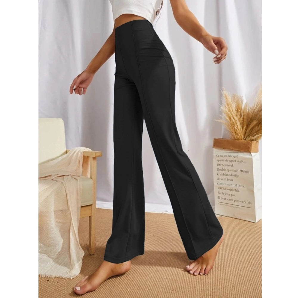 Women's Polyester Solid Regular Fit Pant (Black)