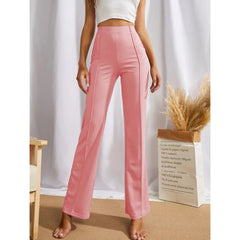 Women's Polyester Solid Regular Fit Pant (Peach)