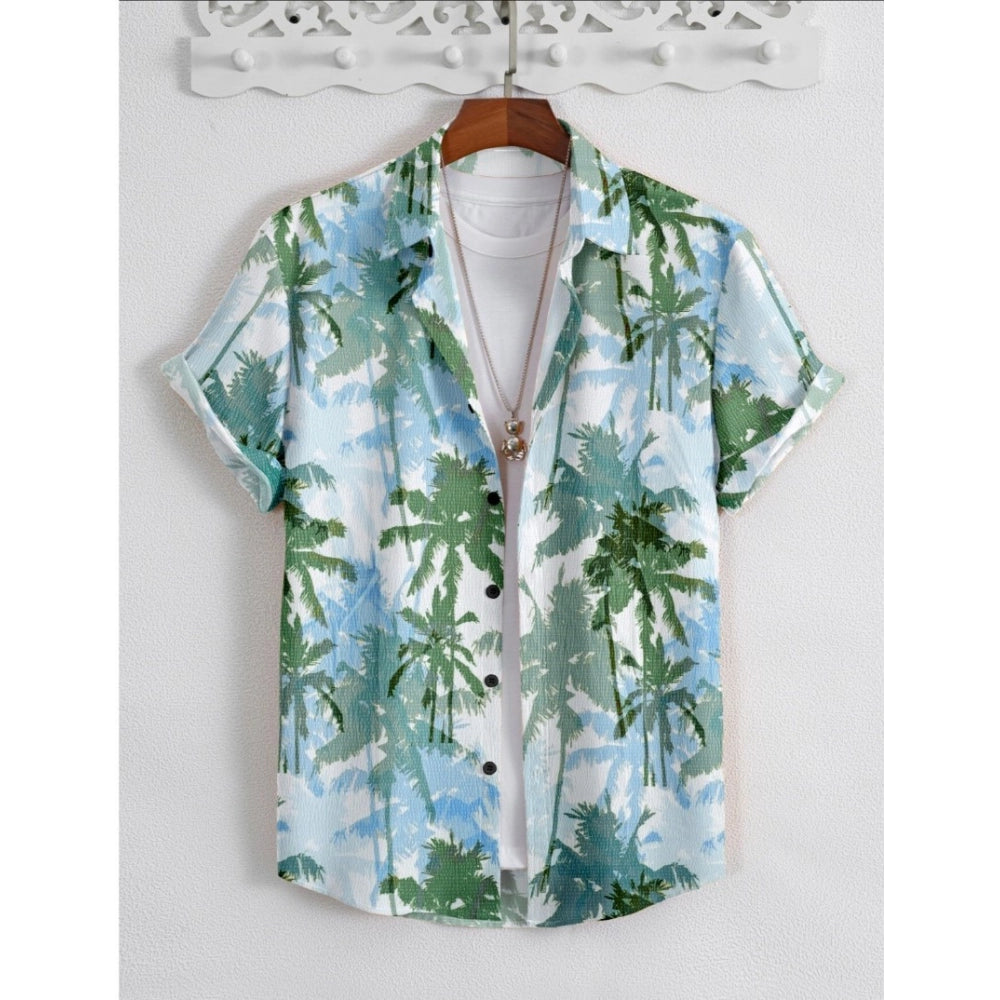 Men's Popcon Lycra Printed Half Sleeve Shirt (Green)