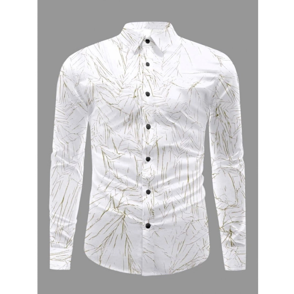 Men's Casual PollyCotton Textured Full Sleeve Collar Shirt (Green)