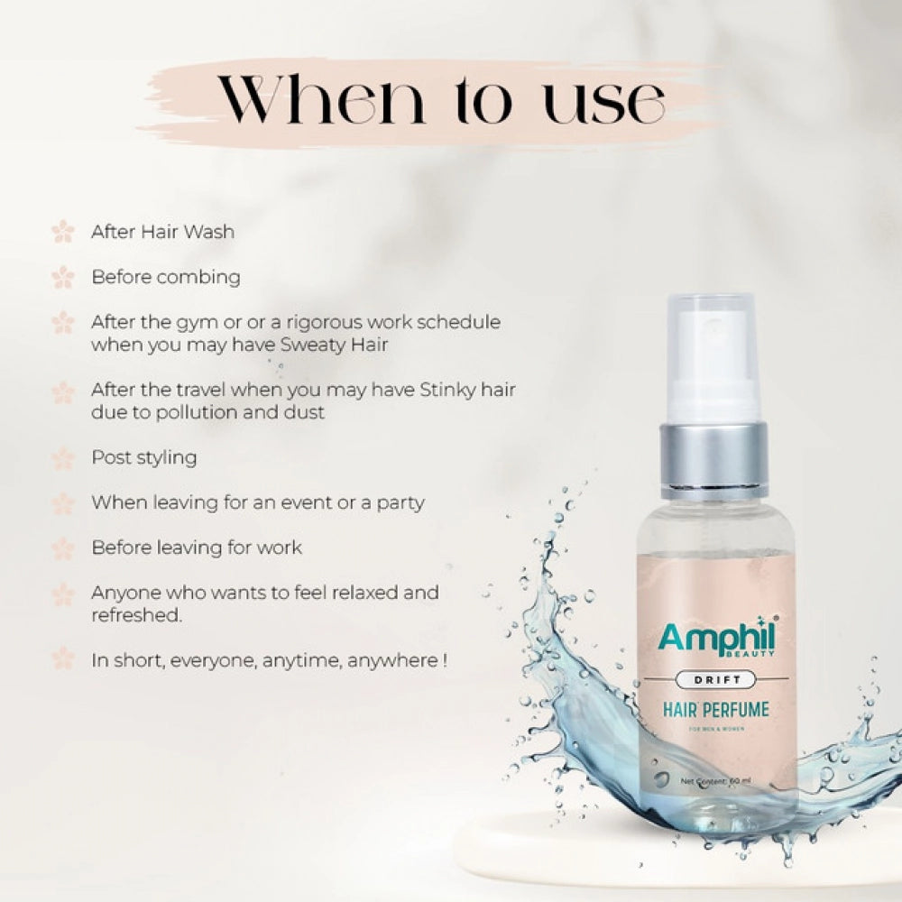 Amphil beauty Drift Unisex Hair perfume 60 ml | Alcohol Free | Water Based | Paraben Free