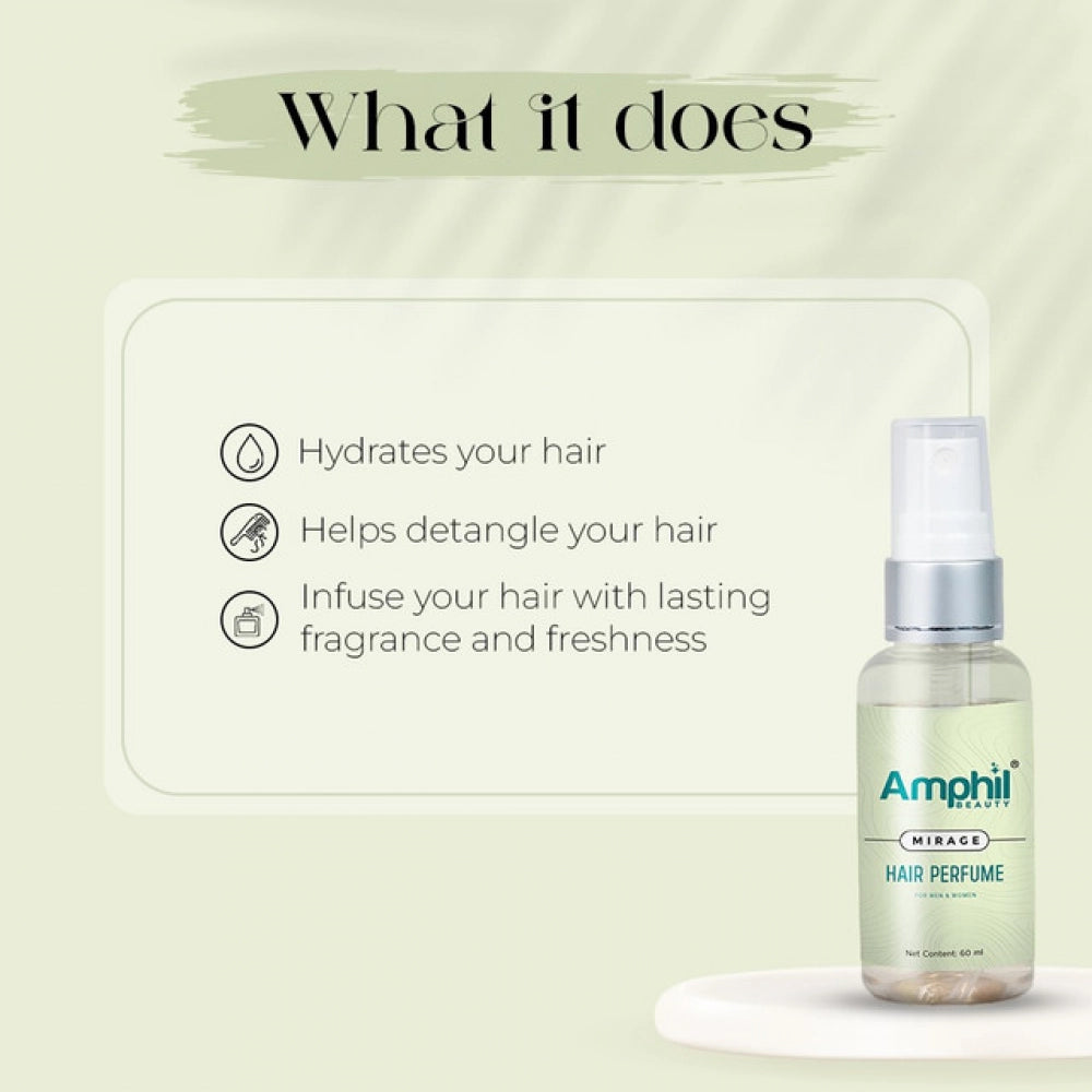 Amphil beauty Mirage Unisex Hair perfume 60 ml | Alcohol Free | Water Based | Paraben Free