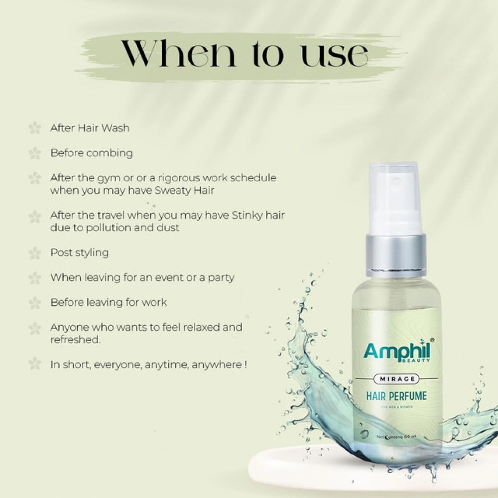 Amphil beauty Mirage Unisex Hair perfume 60 ml | Alcohol Free | Water Based | Paraben Free
