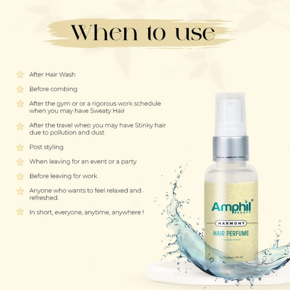 Amphil beauty Harmony Unisex Hair perfume 60 ml | Alcohol Free | Water Based | Paraben Free