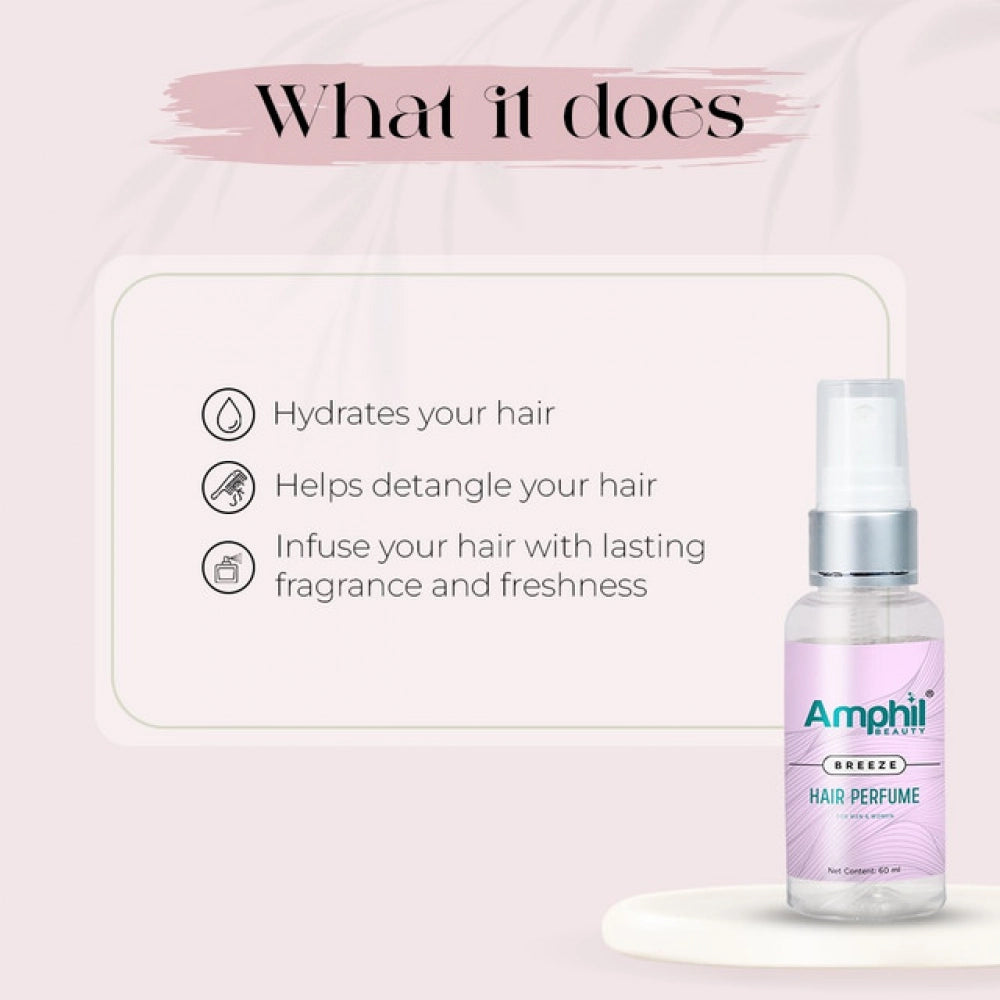 Amphil beauty Breeze Unisex Hair perfume 60 ml | Alcohol Free | Water Based | Paraben Free